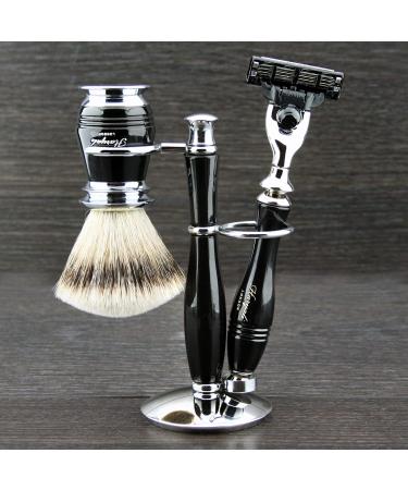 Luxury Shaving Set: Silver Tip Badger Hair Brush & Triple Edge Razor for Ultimate Shaving Experience - Shop Internationally - Buy Online on GoSupps.com