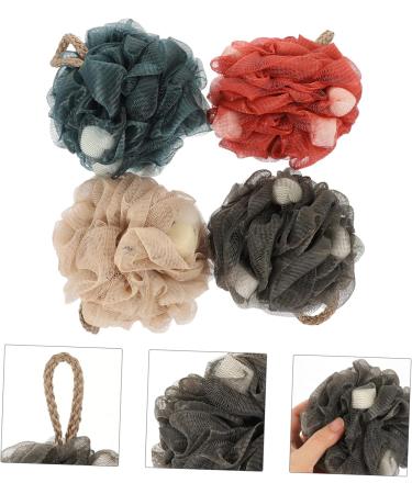 4pcs Exfoliating Bath Scrub Balls - Mesh Shower Sponges & Poufs for Ultimate Body Scrub | Portable Cartoon Loofas - Buy Online on GoSupps.com