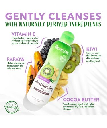 TropiClean Dog Conditioner - Moisturizing Dog Conditioner for Allergies and Itching - Derived from Natural Ingredients - Used by Groomers - Kiwi Butter and - Buy Online on GoSupps.com