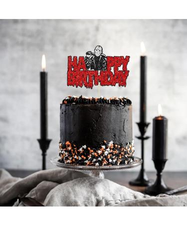 Gyufise 1Pc Horror Happy Birthday Cake Topper Glitter Horror Classic Halloween Birthday Cake Decoration for Bloody Horror Movie Halloween Theme Birthday Party Supplies Multi 2 - Buy Online on GoSupps.com