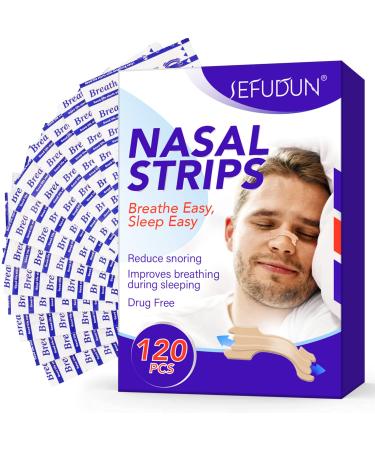 Nose Strips to Reduce Snoring and Relieve Nose Congestion Large 120 Pack - Extra Strength Anti Snoring Solution for Men Women - Sleep Right Snore Less - Stuffy Nose Relief for Congestion