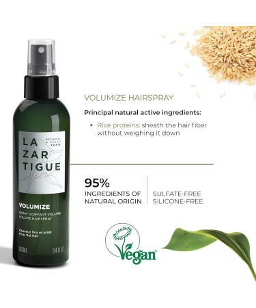 Lazartigue Volumize Hairspray | Hair Spray that Strengthens Hair and Coats It With A Protective Film For Volume. | Hairspray For Fine Flat & Thin Hair | Vegan Sulfate and Silicone Free 3.4 Fl.Oz. - Buy Online on GoSupps.com