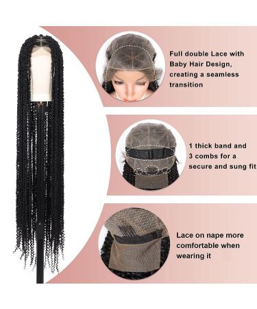 Kalyss Triangle Knotless Twist Braided Wig Full Lace Front with Baby Hair - Black-1B - Buy Online on GoSupps.com