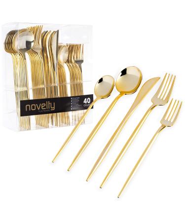 Novelty Modern Flatware Disposable Plastic Cutlery Combo Set 40 Count Luxury Gold, Service for 8 Gold 40 - Buy Online on GoSupps.com