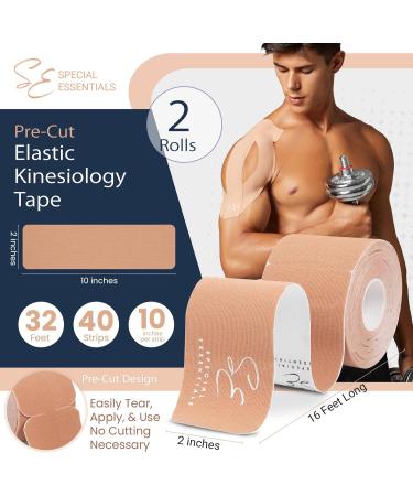 Special Essentials Kinesiology Tape - Premium Waterproof Sports Tape for Muscle Support & Pain Relief | 2 Pack 40 Count Precut Black Strips - Buy Online on GoSupps.com
