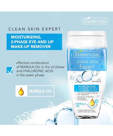 Bielenda Clean Skin Expert - Combination Of Marula Oil And Hyaluronic Acid - Clean Skin Expert Moisturizing 2-Phase Eye And Lip Make-Up Remover With Marula Oil - 150 ml - Buy Online on GoSupps.com