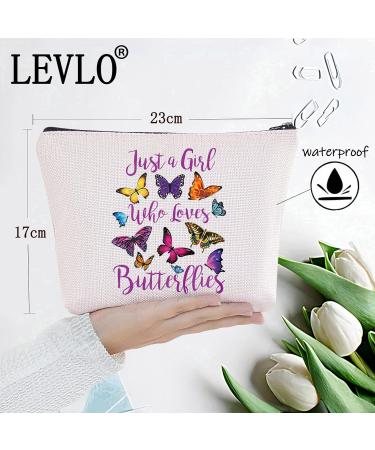 Levlo Funny Butterfly Cosmetic Bag | Perfect Gift for Animal Lovers & Butterfly Enthusiasts | Cute Makeup Bag for Girls - Buy Online on GoSupps.com