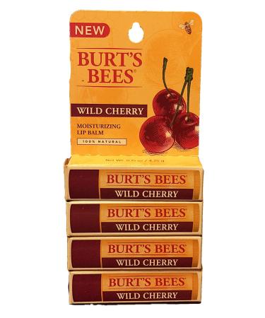Burt's Bees Wild Cherry Moisturizing Lip Balm 0.15 oz 4 Pack