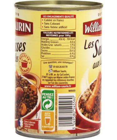 William Saurin Sausages with Lentils 420 g - Buy Online on GoSupps.com