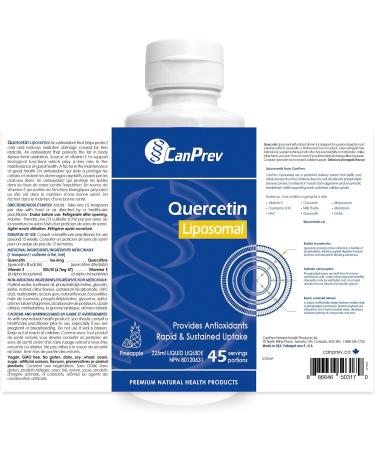 CanPrev Liposomal Quercetin 225ml Pineapple Flavor - Supports Immune & Cardiovascular Health Supplement for Antioxidant Healthy Blood Pressure & Circulation Liquid Quercetin for Enhanced Absorption - Buy Online on GoSupps.com