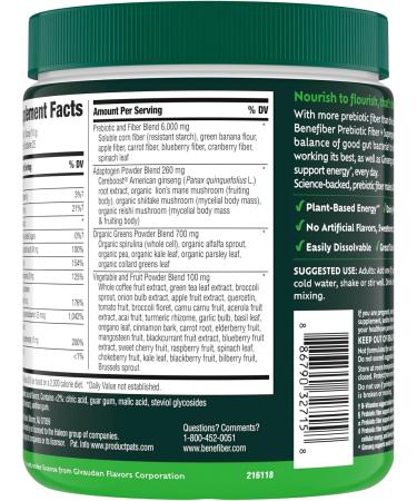 Benefiber Prebiotic Fiber + Supergreens Dietary Supplement Powder Watermelon Lemonade Flavor 8.8 oz (250g) - Buy Online on GoSupps.com