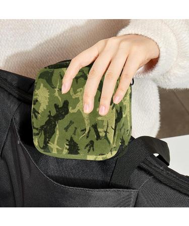 Camouflage Dinosaur Pattern Sanitary Napkin Storage Bag | Portable Menstrual Cup Pocket for Teenagers & Women - Buy Online on GoSupps.com
