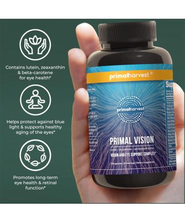 Primal Harvest Primal Vision with Lutein Zeaxanthin Vitamin A and Zinc for Eye Health Blue Light Support and Visual Clarity 2 Pack 60 Count (Pack of 1) - Buy Online on GoSupps.com