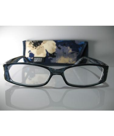 Foster Grant Posh Blue & Silver Flower Fashion Womens Reading Glasses w/Case +2.75 Free Hard CASE + Microfiber Cloth