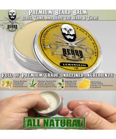 Beard Grooming Kit for Men in Metal Tin - 6 Piece Set with Lemongrass Care - Beard Wax, Balm, Oil, Comb - Gift Bag Included - Buy Online on GoSupps.com