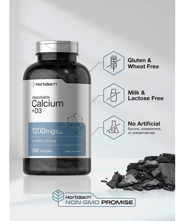 Calcium with Vitamin D3 1200mg | 240 Softgels | 5000 IU Vitamin D3 | Absorbable & Non-GMO | Gluten-Free by Horbaach - Buy Online on GoSupps.com