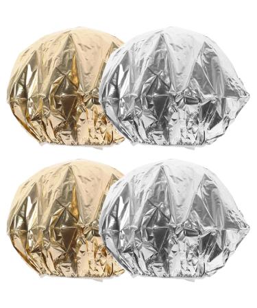Lot de 4 Bonnets en Aluminium pour Soins Capillaires Isolation Thermique 28 CM 2 Argent s 2 Dor s Bonnets de Profond pour Coloration et Soin en Salon de Coiffure