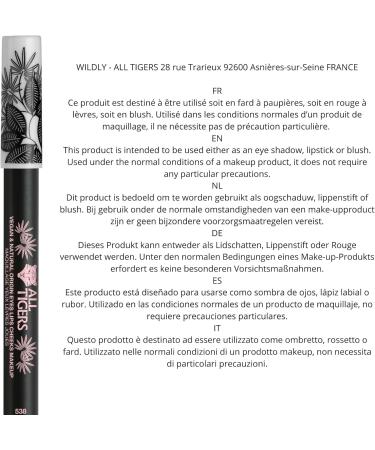 All Tigers - 3-in-1 Multi-Use Pencil for Eyes Lips and Cheeks - Cherry Shade - Creamy and Easy to Apply Texture - Natural Ingredients - Vegan - Enriched with Organic Jojoba - Eco-Responsible - Buy Online on GoSupps.com