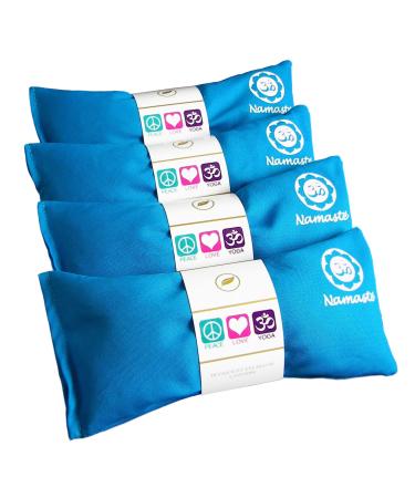 Happy Wraps Namaste Lavender Yoga Eye Pillows - Hot Cold Aromatherapy for Stress, Meditation, Spa, Relaxation Gifts - Set of 4 - Turquoise Cotton