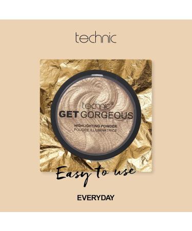 Technic Get Gorgeous Highlighting Powder - 24CT Gold Shimmer Face Makeup Compact 6g - Buy Online on GoSupps.com