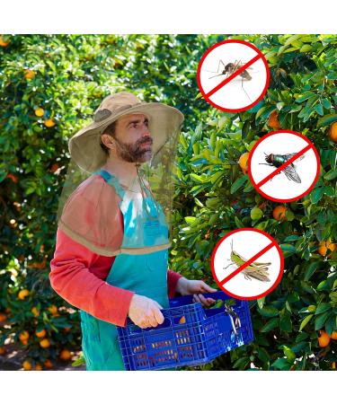 Grey Nylon Midge Head Net Hat with Khaki Face Mesh - Ideal for Outdoor Activities - Buy Online on GoSupps.com