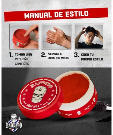  Bandido Bandido Aqua Hair Wax Nr.7 - Red Hair Wax Gel for Natural Hairdressing Strong Holding 150 ml - Long Lasting Shine - Edge Co - Buy Online on GoSupps.com
