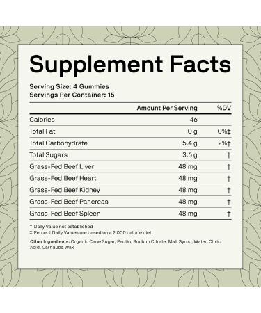 Nutriissa Beef Organ Gummies Grass-Fed Organ Blend for Nutrient-Rich Support Liver, Heart, Kidney, Pancreas & Spleen EPEB Certified 60 Lemon Flavored Gummies - Buy Online on GoSupps.com