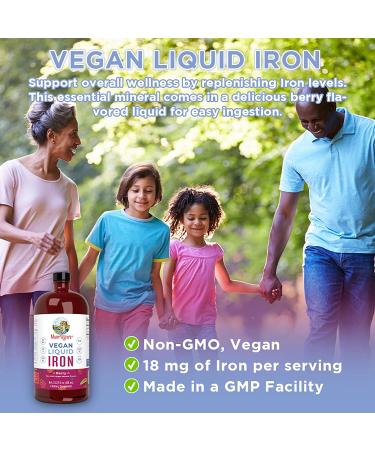Berry Liquid Iron Supplement for Women, Men & Kids - Immune Support, Iron Deficiency - Sugar Free, Vegan, Non-GMO, Gluten Free - 15.22 Fl Oz - Buy Online on GoSupps.com