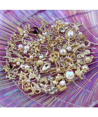 50pcs Gold Nail Charms - Luxury Rhinestones & 3D Alloy Nail Art Accessories for Stunning Nail Designs - Buy Online on GoSupps.com