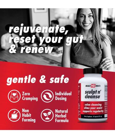Health Direct Sculpt n' Cleanse 50ct Colon Cleanse Detox Supplement | Vegan & Non GMO | Weight Loss & Energy Booster - 50 Count - Buy Online on GoSupps.com