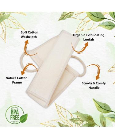 2-Pack Natural Exfoliating Back Scrubber Loofah Body Bath Sponge - Deep Clean Bathing and Shower Washing Pad - Buy Online on GoSupps.com