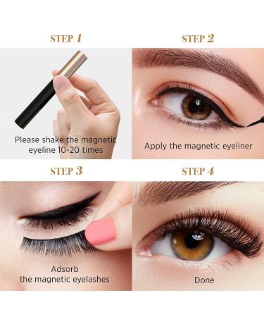 EasbeautyNaturals Magnetic Eyelashes with Eyeliner Kit - 5 Pairs of Natural False Lashes, Easy to Wear with Tweezers - Buy Online on GoSupps.com