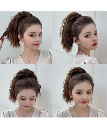 Meiriyfa Short Wavy Ponytail Extension for Women | Clip-In Dark Brown Hair Extensions for Daily & Party Use - Buy Online on GoSupps.com