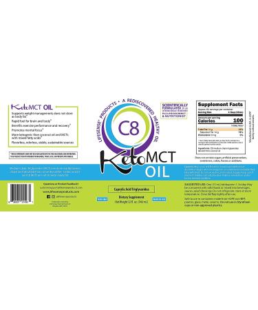LifeSense C8 MCT Oil - Keto Friendly Caprylic Acid Triglycerides - Clinical Proven BHB Boost - Made in USA - 32 oz - Buy Online on GoSupps.com