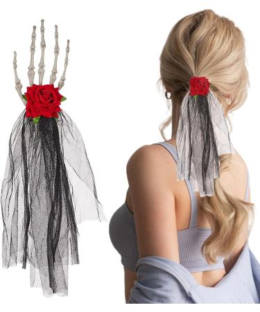 Biniveil Halloween Skull Hand Hairpins - Gothic Halloween Skeleton Headpiece | Skull Claw Rose Hairpins Halloween Skull Hair Barrettes For Props Costume Decoration Issue Card - Buy Online on GoSupps.com