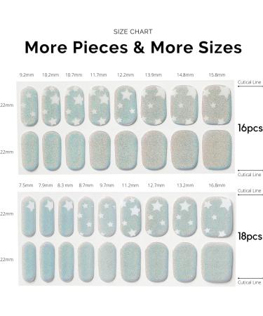 NAILOG Semi Cured Gel Nail Strips 34 pcs Salon-Quality Gel Nail Stickers Long Lasting Nail Wraps for Women with Soft Gel Finish Shimmery Stars - Buy Online on GoSupps.com