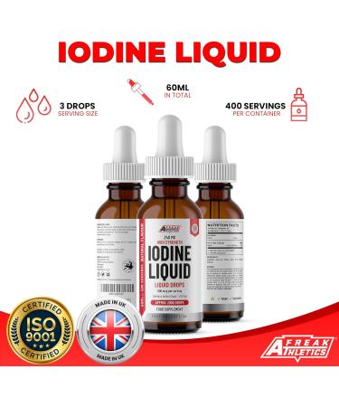 Iodine Liquid Drops 600mcg Vegan Formula | 400 Servings | 240,000mcg per 60ml | Fast Absorption | UK Made - Buy Online on GoSupps.com