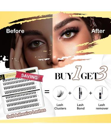 Lankiz Self-Adhesive Eyelashes - 160pcs No Glue Required 40D C Curl DIY Reusable Individual Eyelash Extensions - Buy Online on GoSupps.com