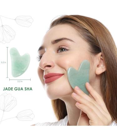 Fuasha Gua Sha Facial Tools Set - Premium 2-in-1 Jade & Rose Quartz | Lymphatic Drainage Massage Stone for Face | Sculpting Pack & Guasha Tool - Buy Online on GoSupps.com