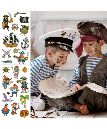 Pirate Tattoo Set - 109 Pcs Neverland Pirate Temporary Tattoos for Kids Birthday Party Favors - Buy Online on GoSupps.com