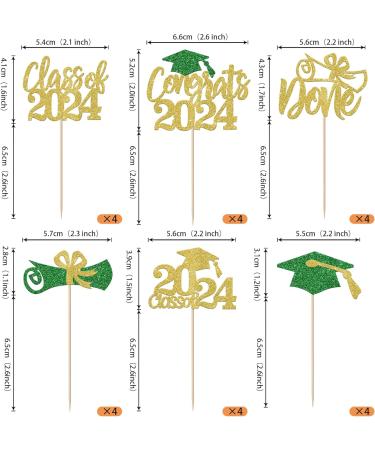 Rsstarxi 24 Pack Class of 2024 Cupcake Toppers 2024 Graduation Food Appetizer Picks 2024 Congrats Grad Cap Done Diploma Cupcake Picks for 2024 Graduation Theme Party Cake Decorations Gold Green - Buy Online on GoSupps.com