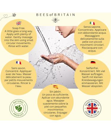BEES of BRITAIN - 99% Natural - Face Wash - Honey Lavender No Sulfates/Parabens. pH 5.5 Sensitive Skin. We Donate 5% of our Profit to Save Bees + Pollinators. 250ml - Buy Online on GoSupps.com