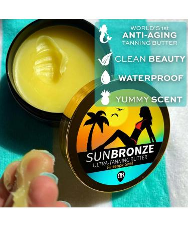 Original Sun Bronze Ultra Tanning Butter - Pineapple Swirl | Fast Natural Tan | Safe for Sensitive Skin | Perfect for Outdoor & Tanning Bed Use - Buy Online on GoSupps.com