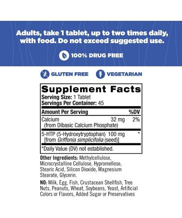 Natrol 5-HTP Time Release Tablets 100mg - 45 Count | Promotes Calm & Positive Mood, Drug-Free Formula | Maximum Strength Controlled Release - Buy Online on GoSupps.com
