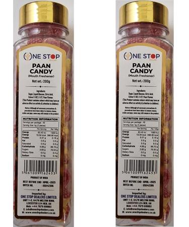ONE STOP DEALERS Paan Candy Flavoured 200 Gram - Mouth Freshener Jar Candy Eat Anywhere or Anytime - More Popular in Kids Snacks (Pack of 2)