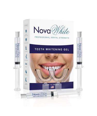 NovaWhite Teeth Whitening Gel Syringes  (3) 3cc 22% Carbamide Peroxide Whitening Gel Syringes  2 Mouth Trays  Remove Teeth Stains  Make Teeth Whiter  Teeth Whitening Refill Syringe