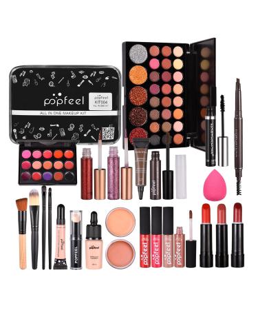 Full Makeup Kit For Women, All-in-One Makeup Set, Makeup Gift Set for Girls Makeup Essential Starter Kit Includes Lip Gloss Blush Brush Eyeshadow Foundation