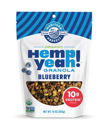 Manitoba Harvest Hemp Yeah! Granola, Blueberry, 10Oz, with 10 g of Protein, 3.6 g Omegas, 3 g of Fiber and less than 10 g Sugar Per Serving, Organic, Non-GMO, Pack of 3 10 Ounce (Pack of 3) Blueberry