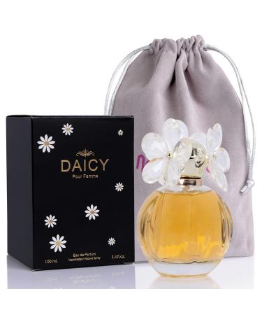 NovoGlow DAICY POUR FEMME Eau de Parfum Spray for Women Casual Daily Cologne Set with Deluxe Suede Pouch - Succulent Wild Berries Daytime & Casual Use for all Skin Types 3.4 Fl Oz