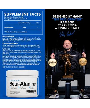 Evogen Beta-Alanine - Performance Enhancer | Boost Endurance Delay Fatigue | Unflavored | 60 Servings - Buy Online on GoSupps.com